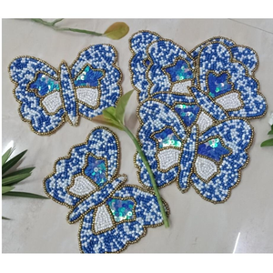 Sous-verre artisanal perlé en forme de papillon, brodé, pour couvrir vos boissons, napperons de table, couleur personnalisée - Product Image 1