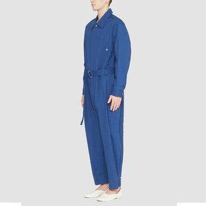 Customized Logo Printed Unisex Blue Long Sleeve Coveralls <b>With</b> Belt And Chest <b>Pocket</b> - Product Image 2