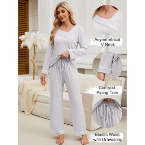 Conjunto de 2 Piezas de Ropa de Salón Larga y Holgada para Mujer, en Poliéster/Algodón Suave, Estilo Casual, Proveedor y Fabricante OEM/ODM - Product Image 4