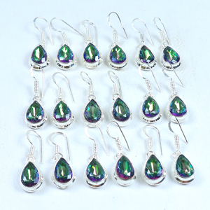Pendientes Colgantes de Lágrima de Topacio Místico Chapados en Plata de Ley 925 Hechos a Mano, los Más Vendidos, Joyería de Moda con Piedras Preciosas Artesanales al por Mayor - Product Image 3