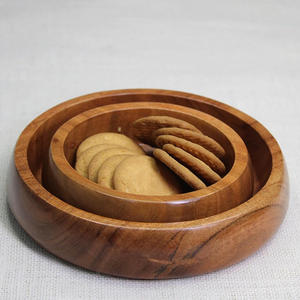 Juego de 2 cuencos de madera de acacia hechos a mano con diseño moderno de granja, cuencos de madera personalizados para servir, aptos para uso en alimentos con mesa de comedor - Product Image 3