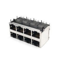 HAXN 99TD 2*4 100/1000BT SANS EMI TAB W/LED Ethernet RJ45 Jack Connecteur magnétique