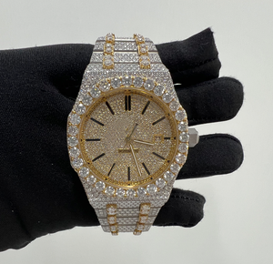 Montre pour homme personnalisée avec bracelet en acier inoxydable de 41 mm, cadran serti de moissanite, passe le test du diamant, montre en moissanite pour lui - Product Image 6