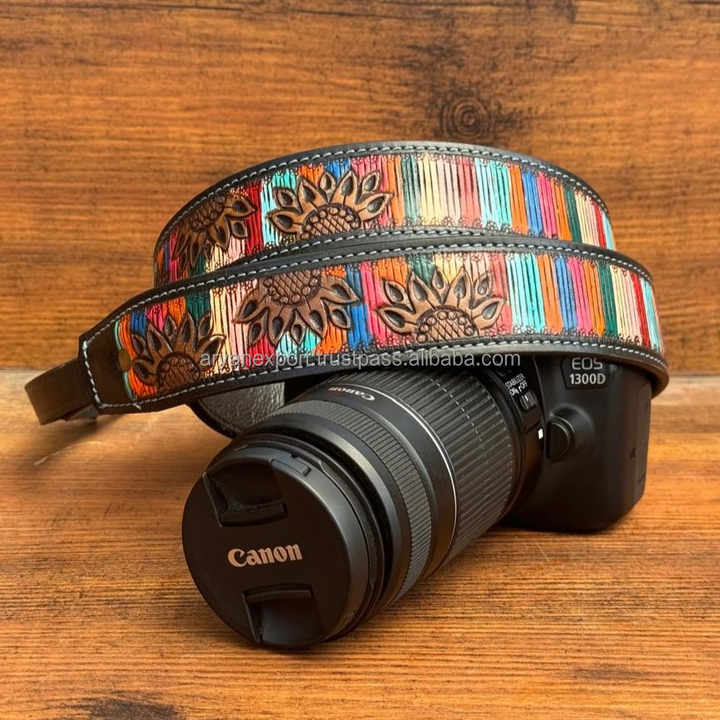 New 2025 Custom Logo Quick Release Hand Tooled Cowhide Leather Camera Straps Adjustable Size Shoulder Strap for DSLR Nikon Canon