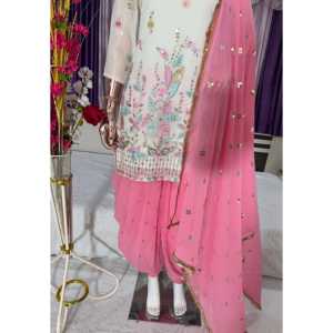 Conjunto Dupatta hermoso y parte inferior superior de ropa de fiesta para mujer de diseñador - Product Image 3