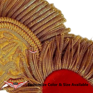 Epaulettes de Hombro Estilo Vintage con Bordado Dorado Ecológico KEW, Diseño de Lujo con Flecos, Tamaño/Color/Material Personalizables - Product Image 2