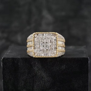 Bague Hip Hop en Or Jaune Plaqué Argent Sterling 925 Certifié avec Diamant VVS, Cadeau de Mariage et de Fiançailles pour Hommes et Femmes - Vente Flash - Product Image 1