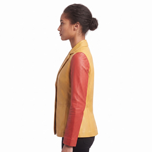 <b>Women's</b> <b>Smart</b> Casual Leather Blazer Wholesale <b>Women</b> PU Leather Blazer Fashion Coat <b>Women</b> Down Button Blazer Leather - Product Image 3