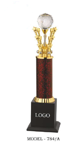 Metal Trophy Model 784 Sports Award With Glass Ball And Gold Stars Durable Design For Games And Events with wooden base - Product Image 4