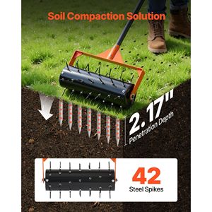 Aeratore Manuale per Prato da 15 Pollici con 42 Punte e Manico Lungo da 60 Pollici, con Tamburo Riempibile e Peso Aggiuntivo - Product Image 2