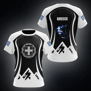 Fashion Streetwear Greek Flag Abstract Graphic Design Men’s Cotton Tee - Product Image 3