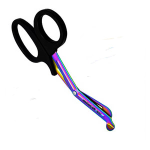 Ciseaux EMT 7,25 pouces, lames arc-en-ciel avec manche noir, acier inoxydable allemand, ciseaux utilitaires EMT, bandage de traumatisme, paramédical - Product Image 4