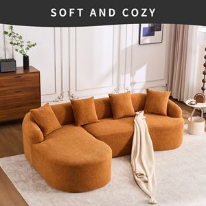 Divano a 3 Posti LingYu022 in Memory Foam Arancione, Seduta Profonda, Design Moderno, Facile da Trasportare, Senza Installazione, per Soggiorno - Product Image 6
