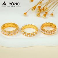 Bague de haute qualité, exquise, en perles et CZ, plaquée or 21 carats, bijoux résistants au ternissement, pour fiançailles et mariage