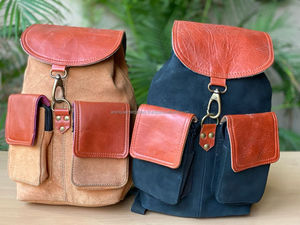 Sacs à dos en cuir suédé de grande capacité sacs d'école sac à dos vintage à cordon sacs à dos pour ordinateur portable de haute qualité - Product Image 3