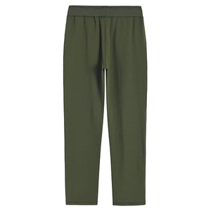 Women's Olive Green Solid Sporty Pants <b>Elastic</b> <b>Waist</b> High Rise Full Length Straight Leg Casual <b>Trousers</b> - Product Image 1