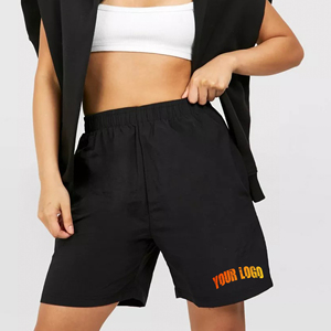 New Wholesale Summer Casual Wear Ladies Shorts Custom Silk Screen Printed Logo 100% Cotton Solid Color Breathable High Button - Product Image 4