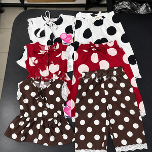 Prêt à expédier : Ensemble 2 pièces pour filles, hauts à volants à pois et pantalon large, vêtements décontractés pour enfants, vente en gros - Product Image 2