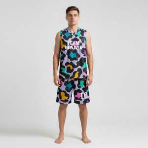Maillot de basket-ball à sublimation imprimé léopard lavande, uniformes de basket-ball personnalisés sublimés, vêtements de sport pour équipes - Product Image 5