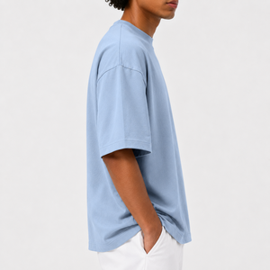 Camiseta de algodón para hombre, corte oversize, hombros caídos, cuello redondo, manga corta, estilo streetwear, para uso diario. - Product Image 3