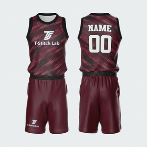 Tenues de basketball pour hommes à prix abordable, imprimées par transfert thermique, kit de basketball antibactérien, maille technique imprimée, couleurs unies - Product Image 4