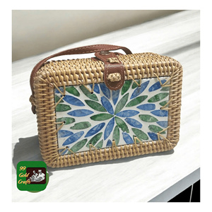 ARTISAN MADE RATTAN CROSSBODY <b>BAG</b> WITH SEASHELL ACCENTS - Product Image 6