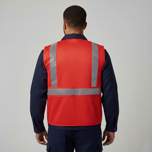 Chalecos de Seguridad Reflectantes Fluorescentes Rojos de Alta Visibilidad con Malla Impermeable y LED Intermitente, Precio al por Mayor, Logotipo Personalizado OEM - Product Image 2