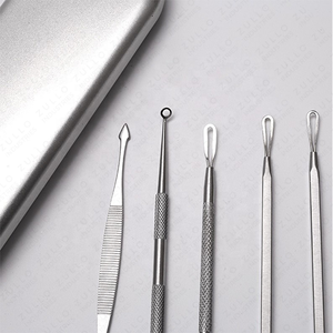 Juego de 5 Herramientas Extractoras de Puntos Negros y Acné de Acero Inoxidable para Espinillas, Comedones y Cuidado Facial - Product Image 4
