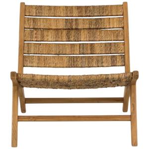 Fauteuil bas moderne et durable en teck massif, style mi-siècle, avec rotin tressé à la main, pour salon, hôtel ou villa. - Product Image 1