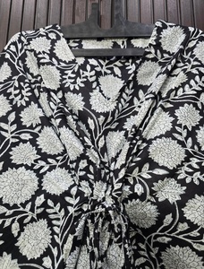 Camisón largo de algodón con estampado floral para mujer, cuello en V, manga corta, ropa de dormir de verano, tejido suave y transpirable - Product Image 4