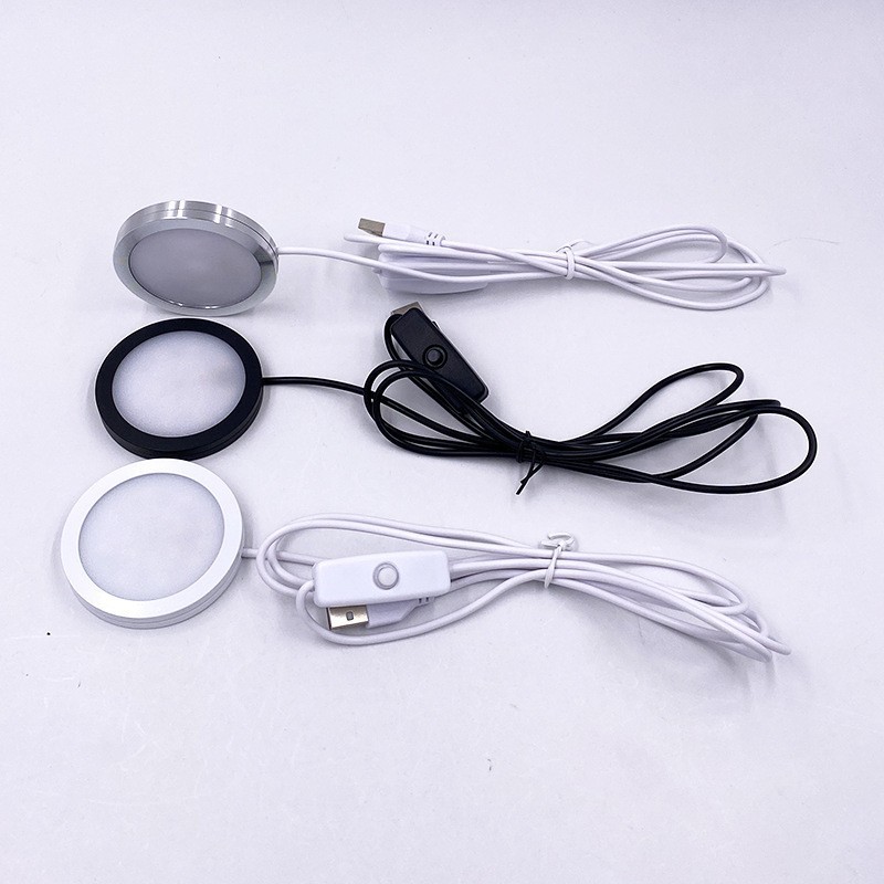 Modern 3W DC5V LED Mini Thin Open Mounted Down Light USB Ceiling Wine Cabinet with Switch Small Spot Light for Hotels