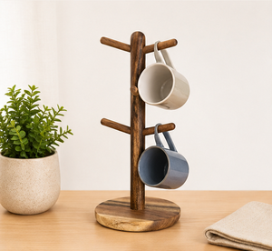 Customizable Wooden Mug <b>Tree</b> Coffee Cup Stand Space-Saving <b>Tabletop</b> Tea Cup Hanger Organizer For Coffee Bar Station Accessories - Product Image 2