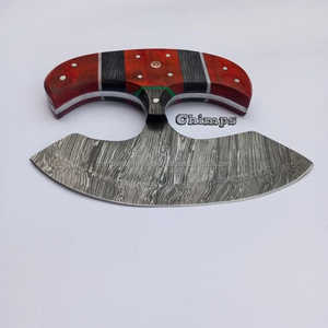 Couteau de cuisine Ulu en acier Damas, couteau à désosser de chef, écologique, style vintage, réglable, pour droitiers et gauchers, luxe, manche en Pakka - Product Image 3