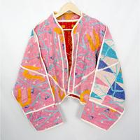 Veste unisexe en coton matelassé, tricotée à la main, écologique, style vintage Kantha, col mandarin, style bohème, respirante, séchage rapide, longueur intégrale
