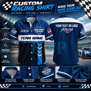 Chemises personnalisées pour équipe de course, uniforme d'équipe de course, maillot de moto, chemises de course automobile, impression de logo par sublimation, chemises de course automobile - Product Image 2