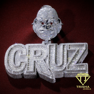 สร้อยคอจี้ชื่อสั่งทำแบบ Iced Out พร้อมจี้ตัวอักษรประดับเพชรโมอิสซาไนต์ เครื่องประดับฮิปฮอป สร้อยคิวบาลิงค์สำหรับผู้ชาย - Product Image 2