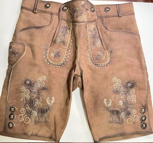 Men's Lederhosen Shorts High Waist Embroidered <b>Animal</b> <b>Pattern</b> Button Fly Vintage Breathable Casual Shorts Trachten Bavarian - Product Image 1