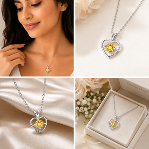 Collar con Colgante de Corazón de Plata de Ley 925 al por Mayor, Cadena con Moissanita Amarilla para Mujer, Marca Rakshita, Modelo RE-CZP-05 - Product Image 4