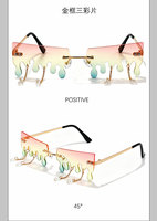 Nouvelles lunettes de soleil amusantes sans monture, style œil de chat, pour les marchés occidentaux – Lunettes de fête et de bal uniques, tendance, style urbain