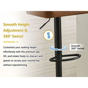 Modern Adjustable Swivel Bar <b>Stool</b> with Suede Backrest Height Adjust Feature for Kitchen <b>Dining</b> Room and Bar - Product Image 3