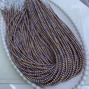 Collier pour femme en perles d'eau douce naturelles de 3-4 mm avec chaîne de clavicule solide, presque parfaitement rond, bijoux simples - Product Image 4