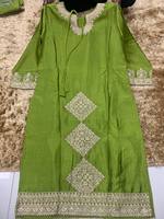 Ensemble Salwar Kameez en Soie pour Fête de Mariage, Tenue Ethnique Traditionnelle Longueur Genou, Broderie Zari pour Occasions Festives