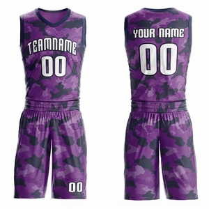 Conjunto de Uniforme de Baloncesto Personalizado con Camuflaje Azul, Sin Mangas, Cuello en V, Poliéster que Absorbe la Humedad, Unisex, para Adultos, Todas las Temporadas, Sublimado - Product Image 5