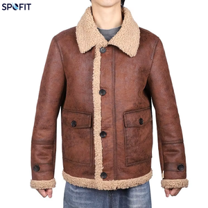 Chaqueta de Invierno de Alta Calidad para Hombre, Estilo Bomber Casual, con Forro de Piel de Oveja Auténtica, Cierre de Cremallera, Servicio OEM - Product Image 1