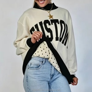 Sudadera Oversize de Cuello Alto para Mujer 2 en 1, Reversible, Transpirable, de Felpa Larga con Lentejuelas, de Algodón y Forro Polar, para Invierno/Otoño, Estilo Urbano - Product Image 3