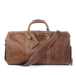 Bolsa de Viaje de Cuero Genuino a la Moda con Compartimento para Zapatos, Bolsa de Fin de Semana para Negocios de Gran Capacidad - Product Image 4
