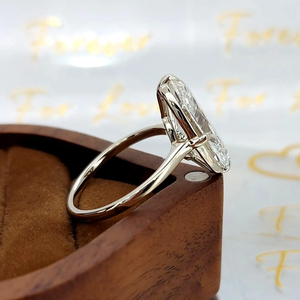 Anillo de Compromiso de Diamantes de Corte Ovalado en Oro Sólido de 18K para Mujer, Engaste de Puntas, Estilo Clásico, Certificado GIA, Joyería Fina - Product Image 3