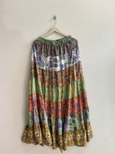 Vintage Saree Silk Traditional Indian Maxi <b>Skirt</b> For Women Flare Ruffle <b>Skirt</b> - Product Image 1