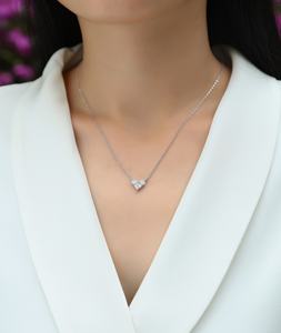 <b>Heart</b> <b>Shape</b> Moissanite Pendant Necklace 925 Silver Rhodium Plated Round Brilliant Cut Claw Setting Women's Classic <b>Box</b> Chain - Product Image 6