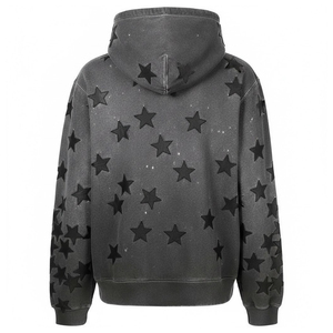 Sweat à capuche surdimensionné Y2K streetwear épais, personnalisé, vintage, délavé, avec motif étoile appliqué, effet délavé à l'acide, écologique, pour l'hiver - Product Image 2